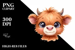 Expressive Highland Cow Baby Face PNG Product Image 1