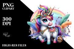 Colorful Baby Unicorn with Rio Carnival PNG Product Image 3