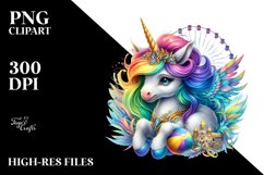 Colorful Baby Unicorn with Rio Carnival PNG Product Image 1