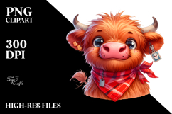 Ridiculously Cute Highland Cow with Bandana PNG Product Image 2