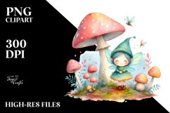 Colorful Fairy Mushroom Watercolor | Clipart Product Image 1