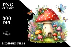 Colorful Fairy Mushroom Watercolor | Clipart Product Image 1