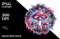 Colorful Magical Celestial Mushroom | Clipart Product Image 1