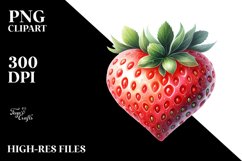 Watercolor Strawberry Heart with Half Moon PNG Product Image 2
