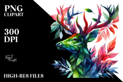 Vibrant Watercolor Deer, 20 oz Tumbler PNG Product Image 2