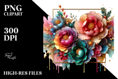 Colorful Glossy Peonies PNG Product Image 2