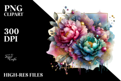 Colorful Peonies PNG Product Image 2