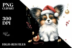 Papillon with Christmas Decorations,High-Res PNG Product Image 1