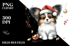 Papillon with Christmas Decorations,High-Res PNG Product Image 2