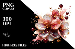 Glossy Cherry Blossom Splash PNG Product Image 2