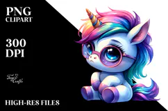 Cute Unicorn with Cool Haircut PNG Product Image 2
