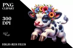 Expressive Baby Cow Jumping PNG Product Image 3