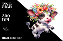 Expressive Baby Cow Jumping PNG Product Image 2