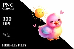 Colorful Cute Baby Duck with Sun | Clipart Product Image 3