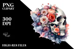Colorful Skull Flower Painting, PNG Product Image 2
