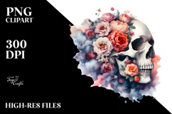 Colorful Skull Flower Painting, PNG Product Image 2
