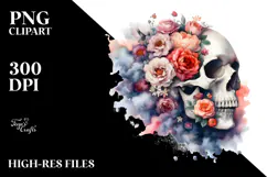 Skull Made of Flowers PNG Product Image 2