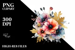 Vibrant Abstract Watercolor Bouquet with Golden Foil | Poppy Product Image 1