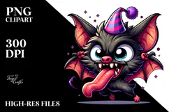 Cartoon Bat with Party Hat, PNG Product Image 2