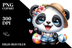 Cute Baby Panda at the Beach PNG Product Image 2