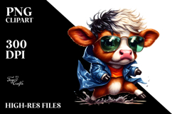 Cute Baby Cow Dancing with Cool Haircut PNG Product Image 2