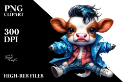 Cute Baby Cow Dancing with Cool Haircut PNG Product Image 2