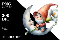 Watercolor Baby GNOME with Big Hat, Calla Lily Product Image 2