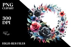 Colorful Abstract Bouquet with Black Roses PNG Product Image 2