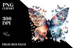 Bird Made of Butterfly Silhouettes PNG Product Image 2