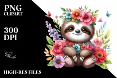 Cute Baby Sloth Dressed in Whimsical Flowers | Sublimation | Product Image 3