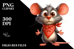 Funny Mouse Standing in 2 Legs with Bandana | Watercolor Product Image 3