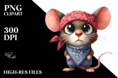 Funny Mouse Standing in 2 Legs with Bandana | Watercolor Product Image 3