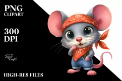 Funny Mouse Standing in 2 Legs with Bandana | Watercolor Product Image 1