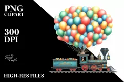 Watercolor Vintage Train with Huge PNG Product Image 3