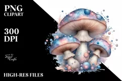 Detailed Pastel Floral Mushroom Watercolor Splash PNG Product Image 3