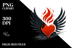 Simple Paintbrush Heart with Wings PNG Product Image 2
