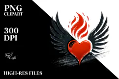 Simple Paintbrush Heart with Wings PNG Product Image 2