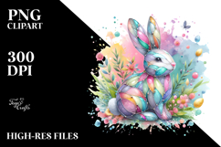 Vibrant Bunny on Splashy Background PNG Product Image 2