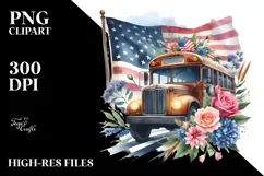 Bus with Flowers Sublimation Clipart Product Image 3