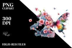 Spring Butterfly Flower Painting, PNG Product Image 2