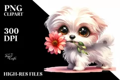 Watercolor Maltese Caricature Smiling Product Image 3