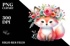 cute Fox Pastel Flower | Clipart Product Image 2