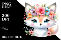 cute Fox Pastel Flower | Clipart Product Image 2