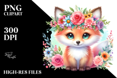 cute Fox Pastel Flower | Clipart Product Image 2