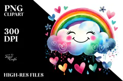 Colorful Paintbrush-style Heart with Cloud PNG Product Image 2