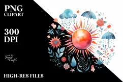 Colorful Simple Watercolor Sun | Sublimation | Clipart Product Image 1