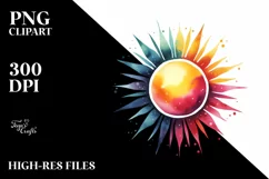 Colorful Simple Watercolor Sun | Sublimation | Clipart Product Image 3