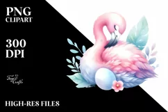 Cute Flamingo Sleeping Watercolor Clipart Product Image 3