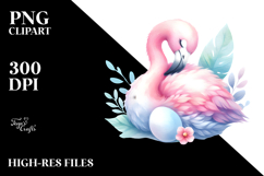 Cute Baby Flamingo Sleeping on the Moon PNG Product Image 2