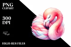 Cute Flamingo Sleeping Watercolor Clipart Product Image 3
